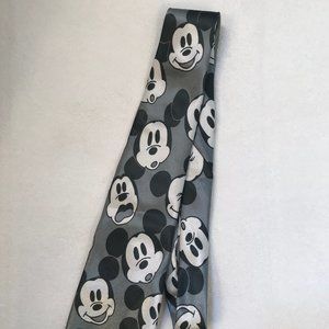 Mickey Mouse Grey White Black Tie